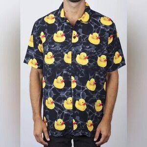 Neff Rubber Duck Button Up Shirt XL Pool Print Festival Streetwear